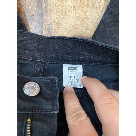 Vintage Levi's 550 Black Relaxed Fit Denim Tapered Leg Jeans Size 10 - Picture 2 of 4